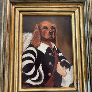 Vintage Regal Dog Portrait in Ornate Gold Frame